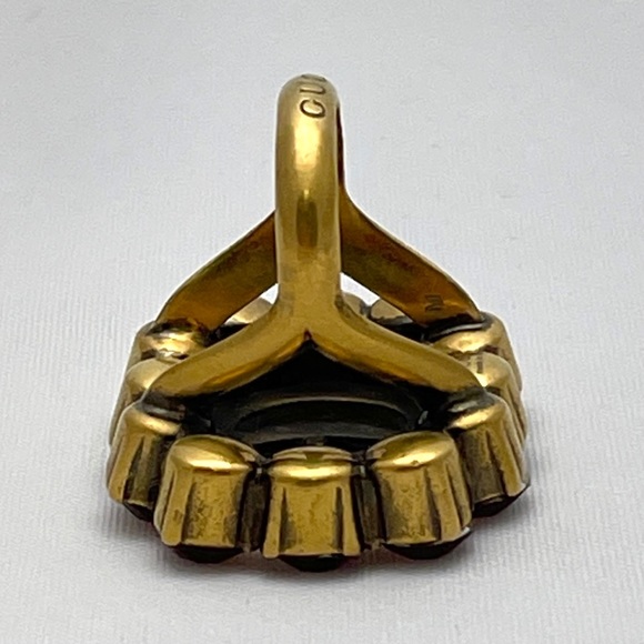 Gucci 605820 Gold Ruby Red Swarovski Crystal GG Marmont Logo Cocktail Ring SZ M - Picture 4 of 12